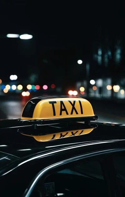 black yellow sign taxi night placed top car 926199 3943059